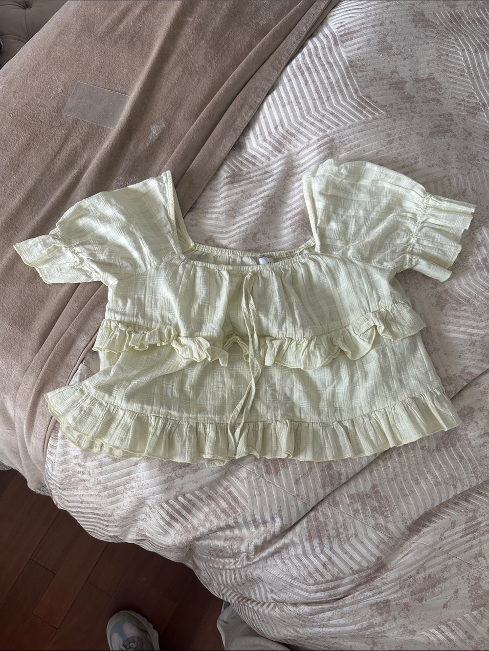 Princess Polly Light Yellow Ruffle Peasant Top